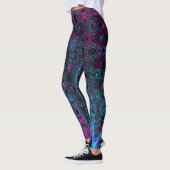 Retro Aqua Magenta und Abstrakte Schwarze Waves Leggings (Links)