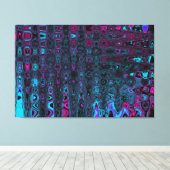 Retro Aqua Magenta und Abstrakte Schwarze Waves Leinwanddruck (Insitu (Holzboden))