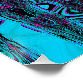 Retro Aqua Magenta und Abstrakte Schwarze Waves Poster (Ecke)