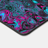 Retro Aqua Magenta und Abstrakte Schwarze Waves Schreibtischunterlage (Ecke)
