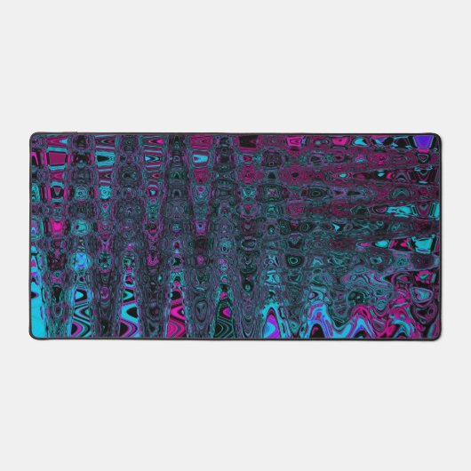 Retro Aqua Magenta und Abstrakte Schwarze Waves Schreibtischunterlage (Vorderseite)