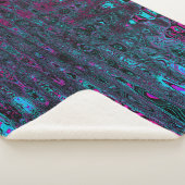 Retro Aqua Magenta und Abstrakte Schwarze Waves Sherpadecke (3/4)