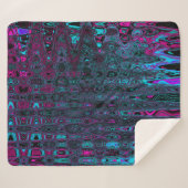 Retro Aqua Magenta und Abstrakte Schwarze Waves Sherpadecke (Vorderseite (Horizontal))