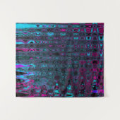 Retro Aqua Magenta und Abstrakte Schwarze Waves Wandteppich (Vorderseite (Horizontal))