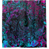 Retro Aqua Magenta und Abstrakter Schwarzer Swirl Duschvorhang (Vorderseite)