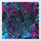 Retro Aqua Magenta und Abstrakter Schwarzer Swirl Fensteraufkleber (Blatt)