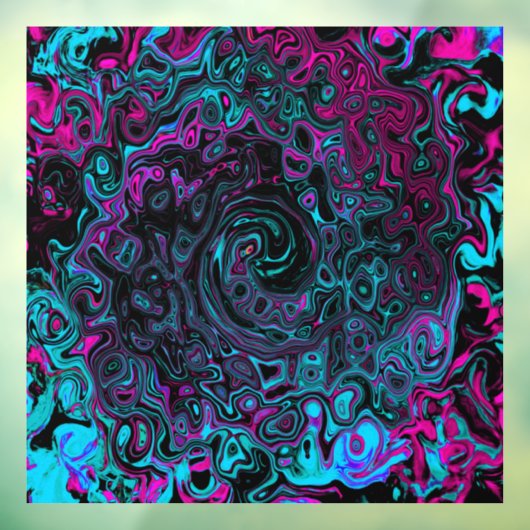 Retro Aqua Magenta und Abstrakter Schwarzer Swirl Fensteraufkleber (Blatt 3)