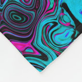 Retro Aqua Magenta und Abstrakter Schwarzer Swirl Fleecedecke (Ecke)