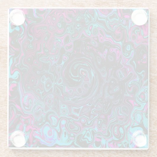 Retro Aqua Magenta und Abstrakter Schwarzer Swirl Glasuntersetzer (Rückseite)