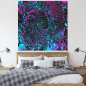 Retro Aqua Magenta und Abstrakter Schwarzer Swirl Leinwanddruck (Insitu (Schlafzimmer))