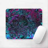 Retro Aqua Magenta und Abstrakter Schwarzer Swirl Mousepad (Mit Mouse)