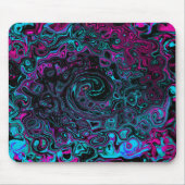 Retro Aqua Magenta und Abstrakter Schwarzer Swirl Mousepad (Vorne)