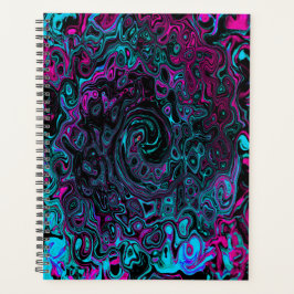 Retro Aqua Magenta und Abstrakter Schwarzer Swirl Planer