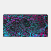 Retro Aqua Magenta und Abstrakter Schwarzer Swirl Schreibtischunterlage (Vorderseite)