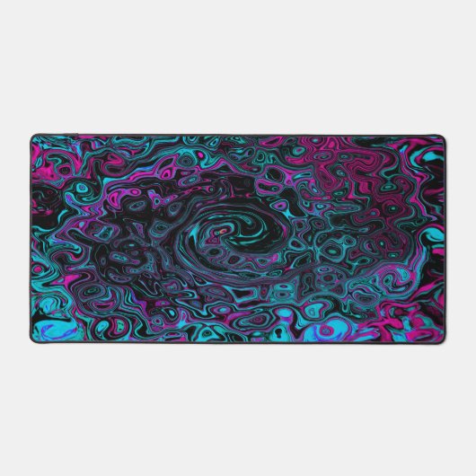 Retro Aqua Magenta und Abstrakter Schwarzer Swirl Schreibtischunterlage (Vorderseite)