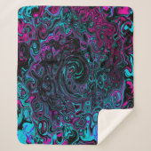 Retro Aqua Magenta und Abstrakter Schwarzer Swirl Sherpadecke (Vorderseite)