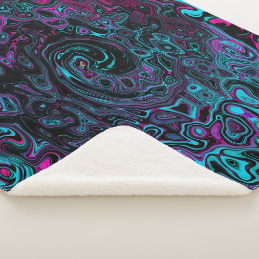 Retro Aqua Magenta und Abstrakter Schwarzer Swirl Sherpadecke (3/4)