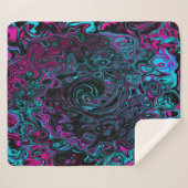 Retro Aqua Magenta und Abstrakter Schwarzer Swirl Sherpadecke (Vorderseite (Horizontal))