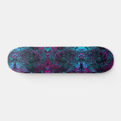 Retro Aqua Magenta und Abstrakter Schwarzer Swirl Skateboard (Horizontal)