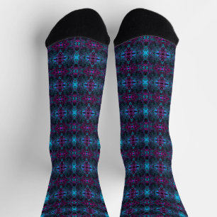 Retro Aqua Magenta und Abstrakter Schwarzer Swirl Socken