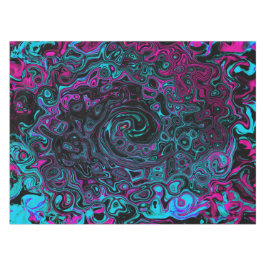 Retro Aqua Magenta und Abstrakter Schwarzer Swirl Tischdecke