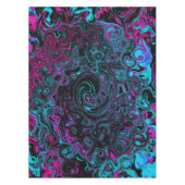 Retro Aqua Magenta und Abstrakter Schwarzer Swirl Tischdecke (Vorderseite)