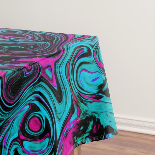 Retro Aqua Magenta und Abstrakter Schwarzer Swirl Tischdecke (Beispiel)