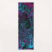 Retro Aqua Magenta und Abstrakter Schwarzer Swirl Yogamatte (Vorderseite)