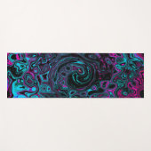 Retro Aqua Magenta und Abstrakter Schwarzer Swirl Yogamatte (Vorderseite (Horizontal))