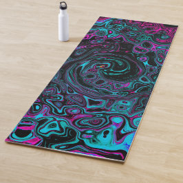 Retro Aqua Magenta und Abstrakter Schwarzer Swirl Yogamatte