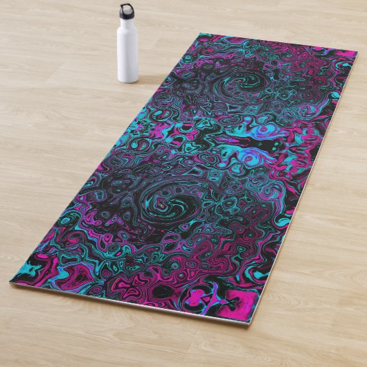Retro Aqua Magenta und Abstrakter Schwarzer Swirl Yogamatte (Beispiel)