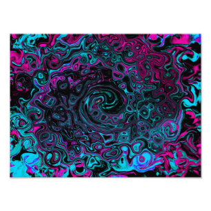 Retro Aqua Magenta und schwarze abstrakte Spirale Fotodruck