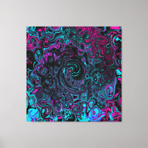 Retro Aqua Magenta und schwarze abstrakte Spirale Leinwanddruck