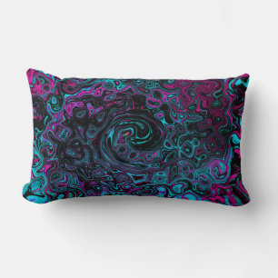 Retro Aqua Magenta und schwarze abstrakte Spirale Lendenkissen