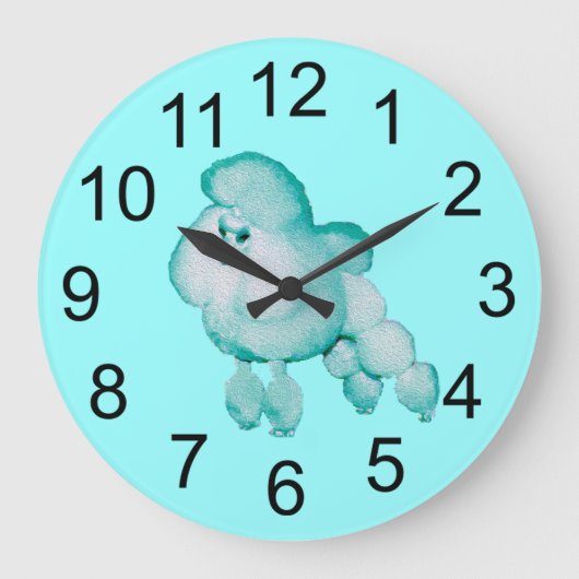 Retro Aqua Poodle Wallclock Große Wanduhr (Vorderseite)