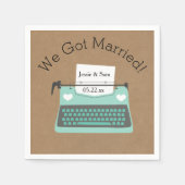Retro Aqua Schreibwriter Wedding Paper Napkins Serviette (Vorderseite)