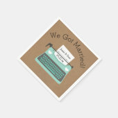 Retro Aqua Schreibwriter Wedding Paper Napkins Serviette (Ecke)