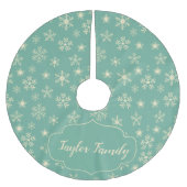 Retro Aqua Snowflakes individuell anpassbar Polyester Weihnachtsbaumdecke (Vorderseite)