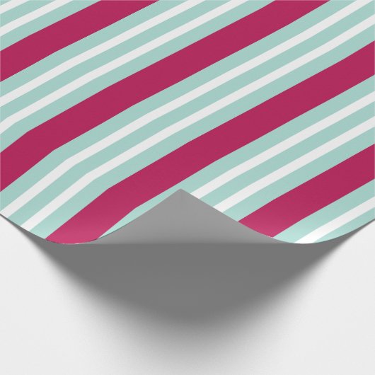 Retro Aqua Striped Holiday Wrapping Papier Geschenkpapier (Ecke)