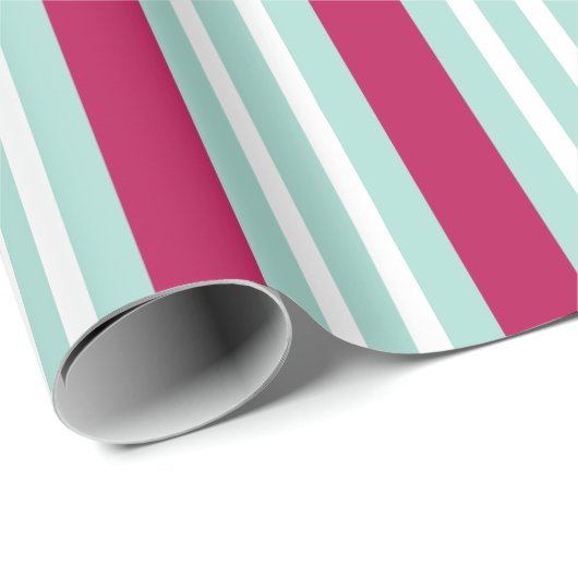 Retro Aqua Striped Holiday Wrapping Papier Geschenkpapier (Rolleneckpunkt)