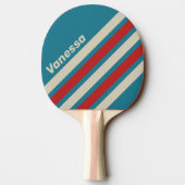 Retro Aqua Surf Angled Striping with Name Tischtennis Schläger (Rückseite)