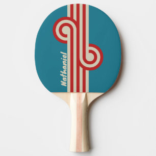 Retro Aqua Surf Loop mit Namen Tischtennis Schläger