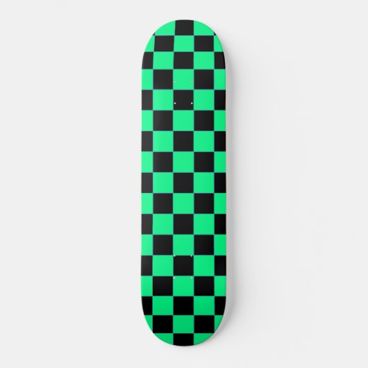 Retro Aqua und schwarzer SchachbrettSkateboard Skateboard (Vorderseite)