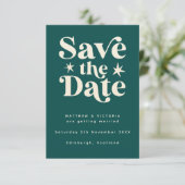 Retro Aquamarin Boho Einfache Save the Date-Karte Save The Date (Stehend Vorderseite)