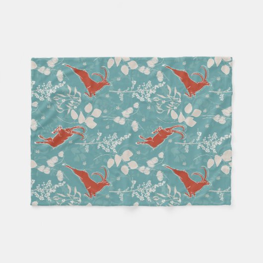 Retro Aquamarin Capricorn Zodiac Festivum Tier Fleecedecke (Vorderseite (Horizontal))