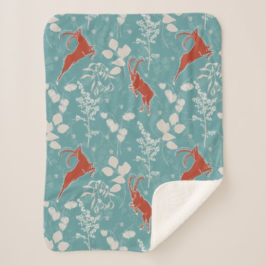 Retro Aquamarin Capricorn Zodiac Festivum Tier Sherpadecke (Vorderseite)