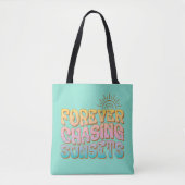 Retro Aquamarin "Forever Chasing Sunsets" Tasche (Vorderseite)