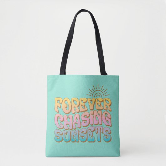 Retro Aquamarin "Forever Chasing Sunsets" Tasche (Vorderseite)