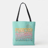Retro Aquamarin "Forever Chasing Sunsets" Tasche (Rückseite)