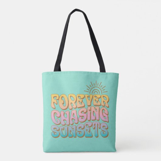 Retro Aquamarin "Forever Chasing Sunsets" Tasche (Rückseite)